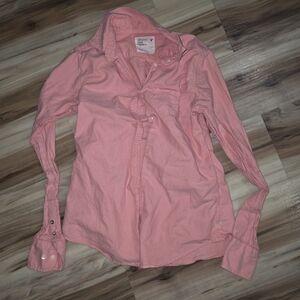 American Eagle Outfitters Coral Button-Down Shirt